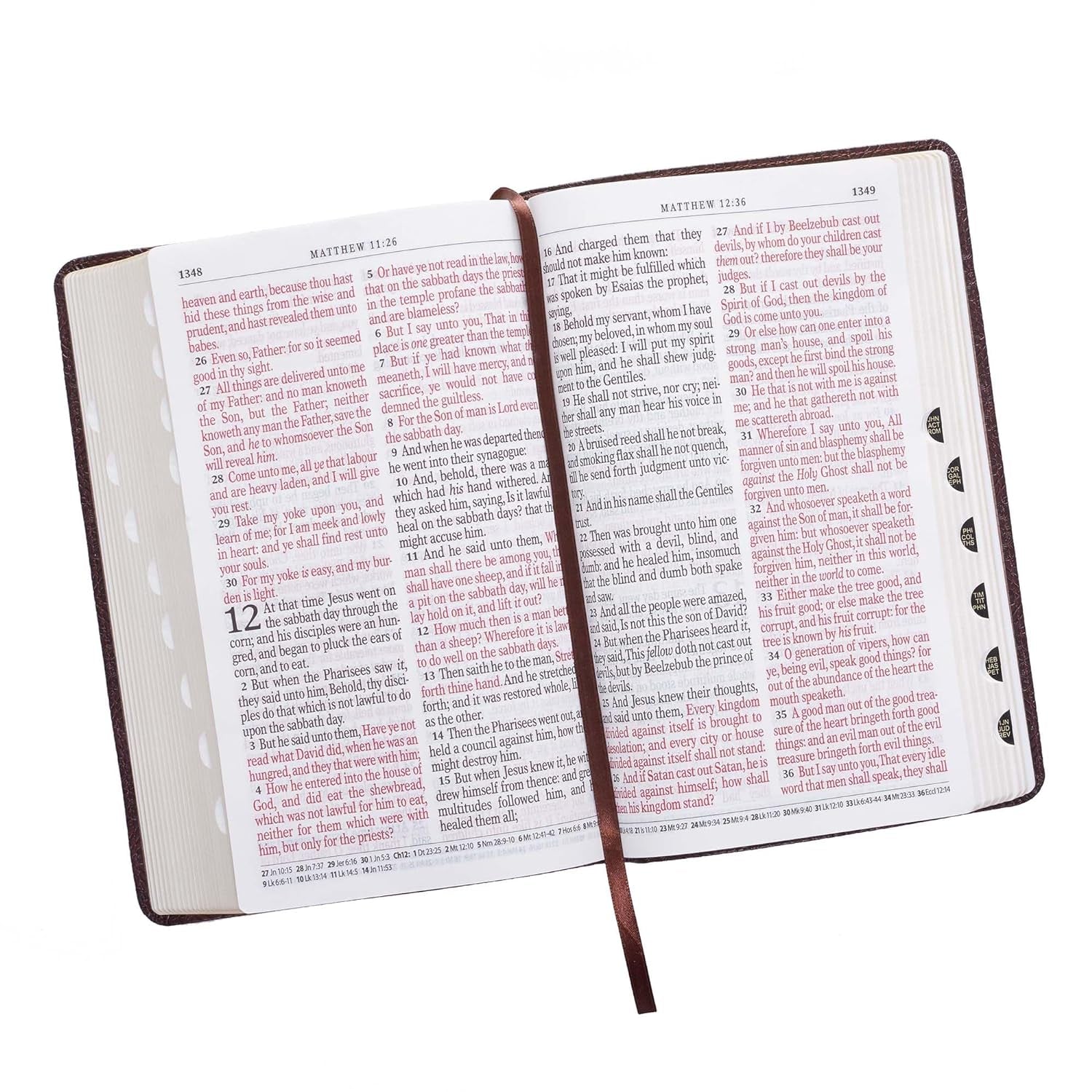 KJV Holy Bible, Giant Print Standard Size Faux Leather Red Letter Edition - Thumb Index & Ribbon Marker, King James Version, Dark Brown