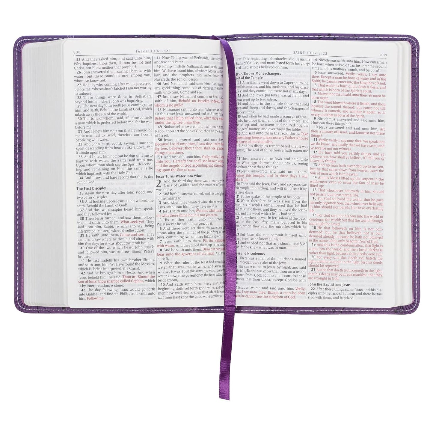 KJV Holy Bible, Compact Faux Leather Red Letter Edition - Ribbon Marker, King James Version, Purple