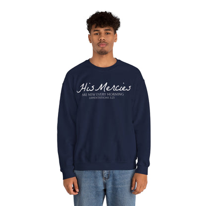 DK. His Mercies Design, Unisex, Inspirational Crewneck Sweatshirt