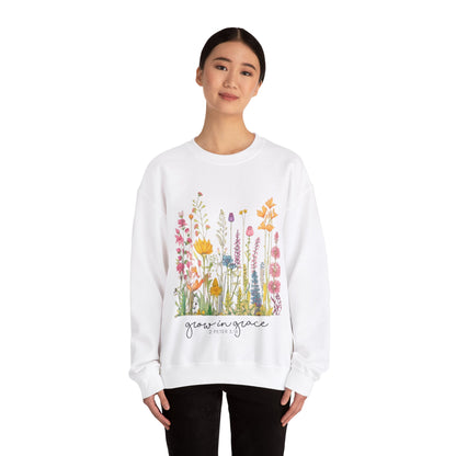 LT. Grow In Grace Design, Inspirational Crewneck Sweatshirt