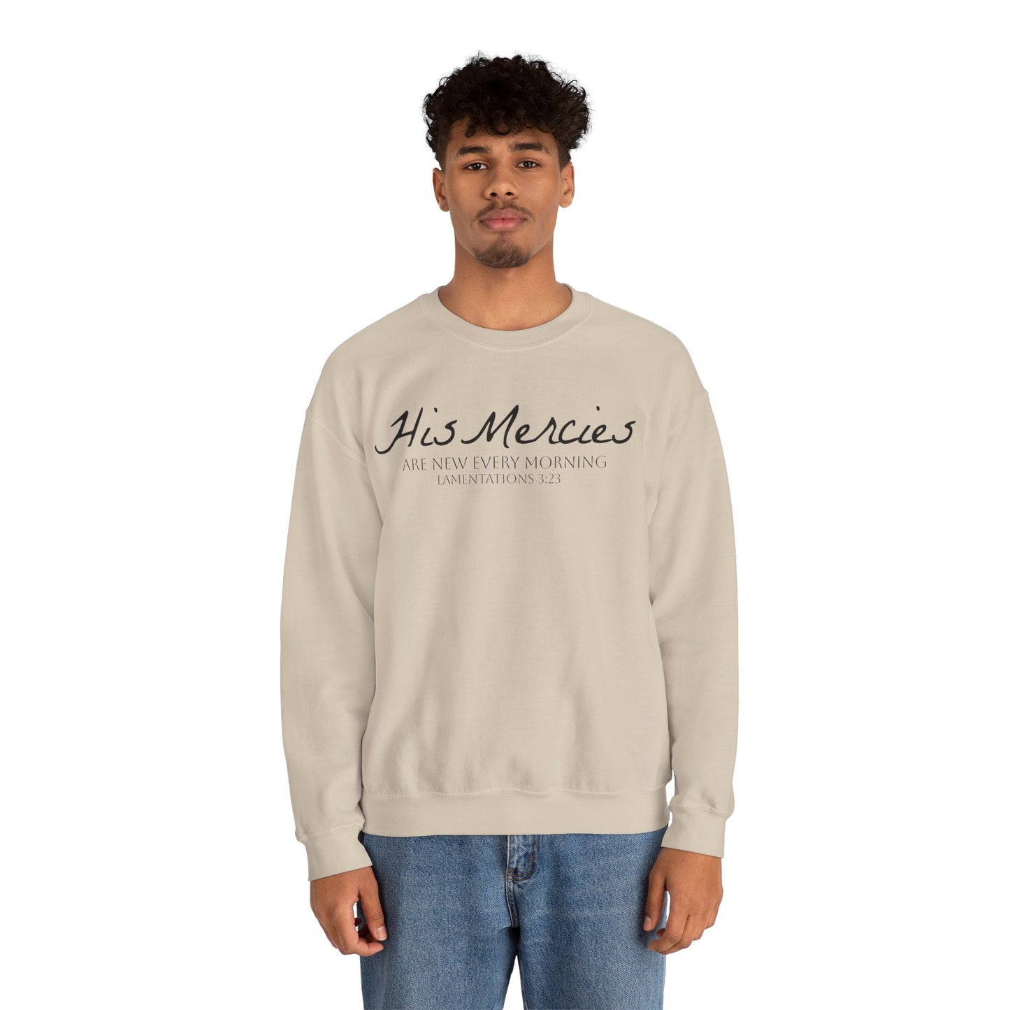 LT. His Mercies Design, Unisex, Inspirational Crewneck Sweatshirt