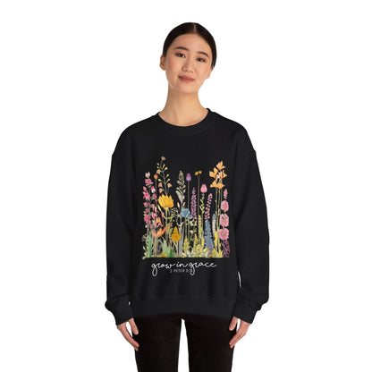 DK. Grow In Grace Design, Inspirational Crewneck Sweatshirt