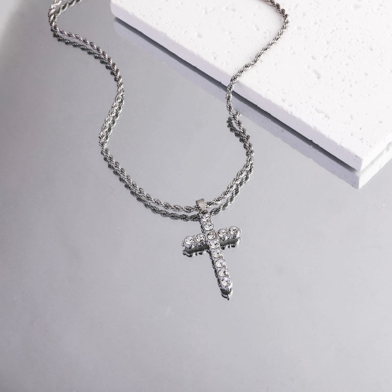 Chic Cross Pendant Twist Chain Necklace