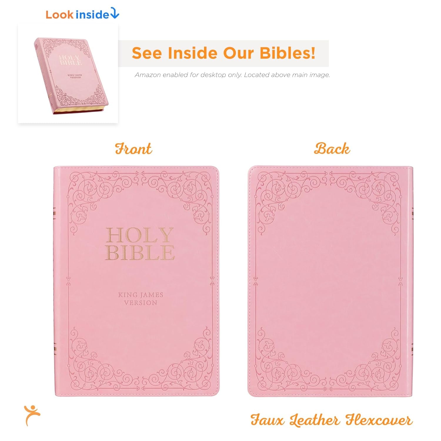 KJV Holy Bible, Giant Print Full-Size Faux Leather Red Letter Edition - Thumb Index & Ribbon Marker, King James Version, Pink