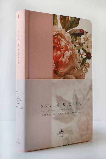 Santa Biblia 1960 Letra Grande. Tapa Dura, Tela Rosada Con Flores, Tamaño Manual / Bible RVR 1960. Handy Size, Large Print, Hardcover, Pink