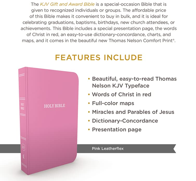 KJV Holy Bible: Gift and Award, Pink Leather-Look, Red Letter, Comfort Print: King James Version