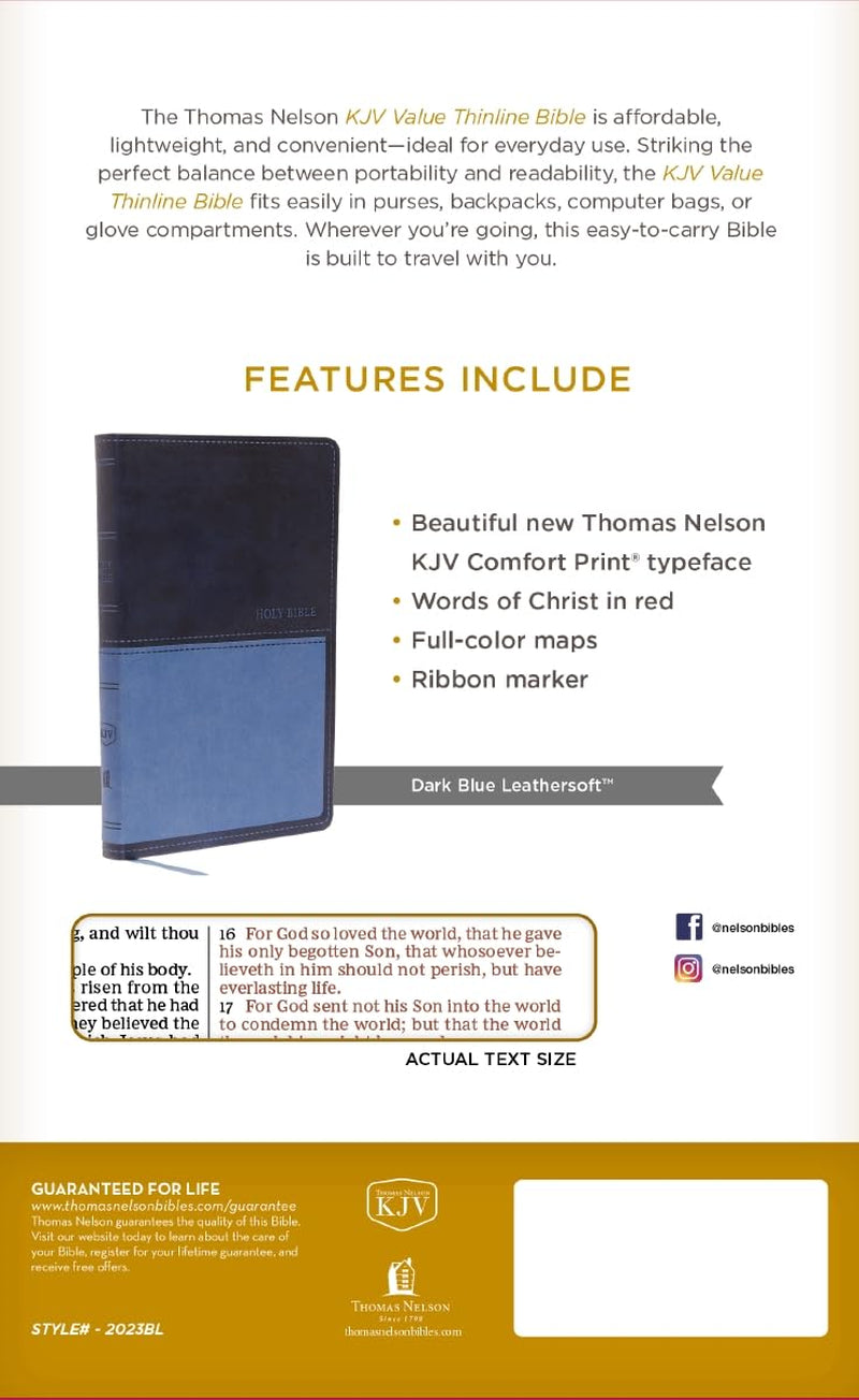 KJV Holy Bible: Value Thinline, Blue Leathersoft, Red Letter, Comfort Print: King James Version: Holy Bible, King James Version