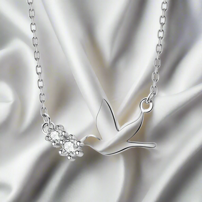 Dainty Dove 925 Sterling Silver CZ Necklace