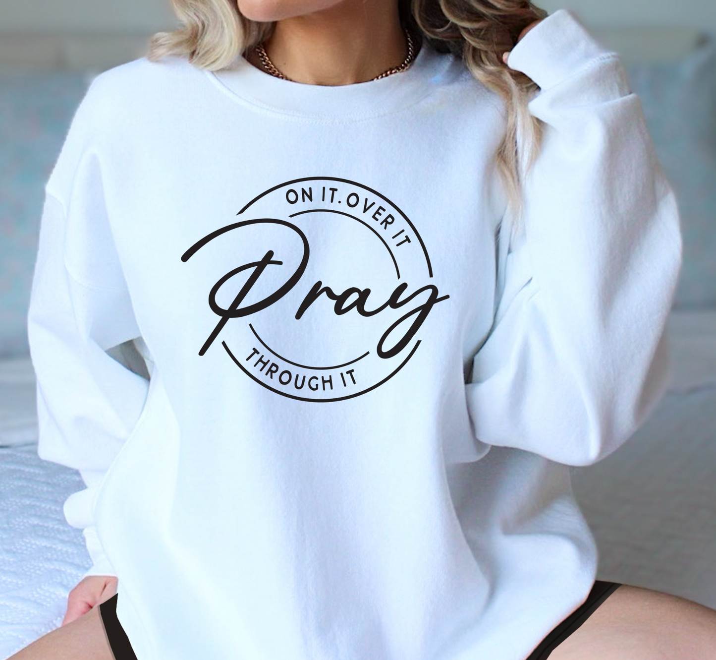 LT. Pray On It Design, Unisex Inspirational Crewneck Sweatshirt