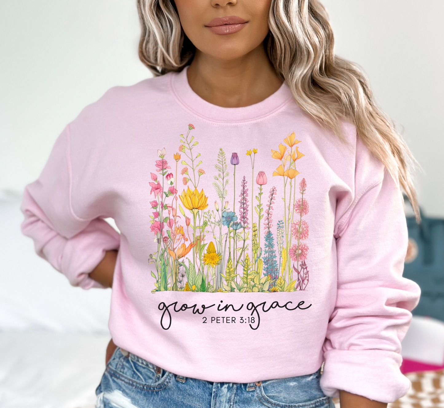 LT. Grow In Grace Design, Inspirational Crewneck Sweatshirt