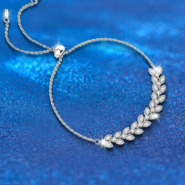 Moissanite .925 Silver Wheat Bracelet