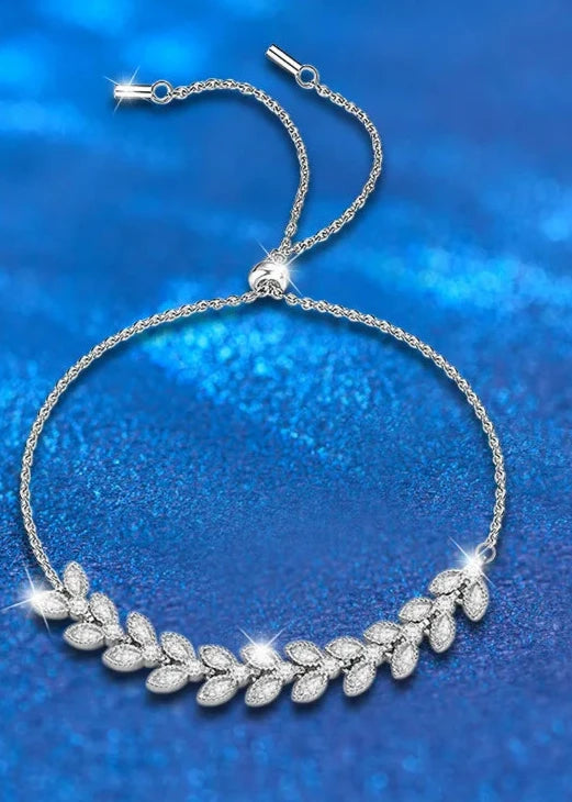 Moissanite .925 Silver Wheat Bracelet