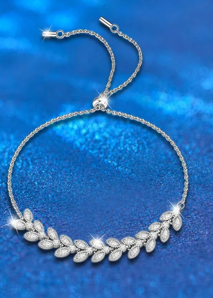 Moissanite .925 Silver Wheat Bracelet