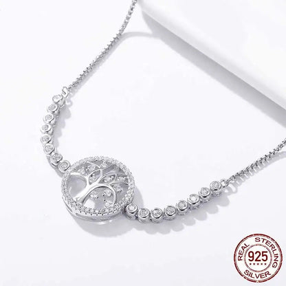 Tree of Life 925 Sterling Silver CZ Tennis Bracelet