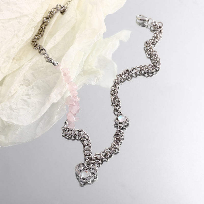 Trendy Heart Beaded Pendant Necklace