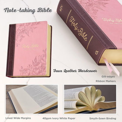 KJV Holy Bible, Note-Taking Bible, Faux Leather Hardcover - King James Version, Brown/Pink