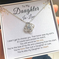 To My Daughter-In-Law "A Blessing "Gold Floral" | Love Knot Necklace