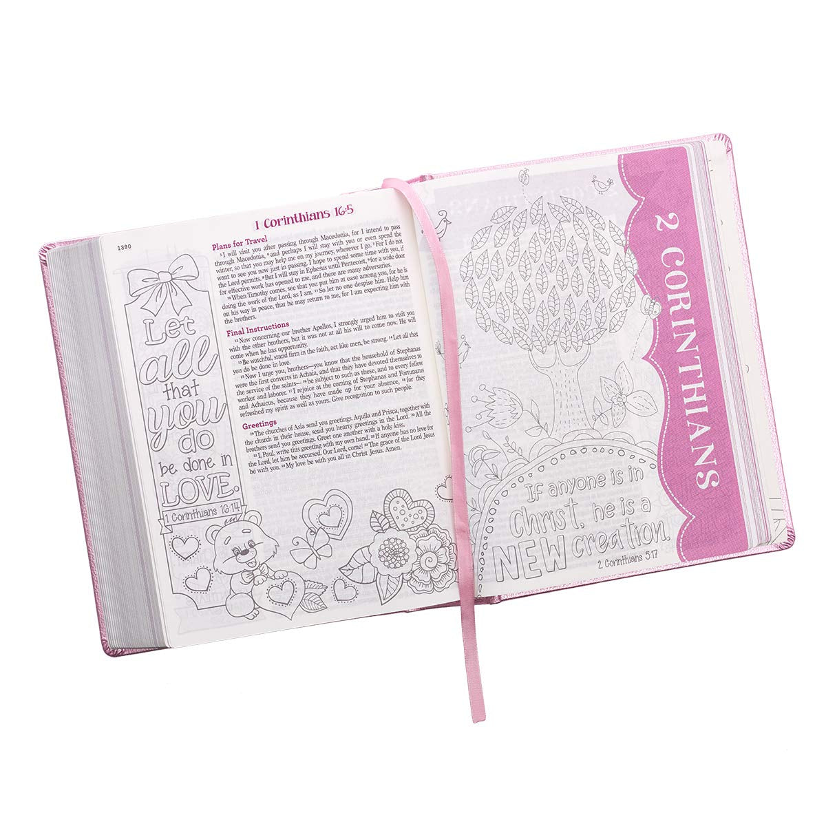 ESV Holy Bible, My Creative Bible for Girls, Faux Leather Hardcover W/Ribbon Marker, Illustrated Coloring, Journaling and Devotional Bible, English Standard Version, Pink