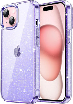 Jetech Glitter Case for Iphone 15 6.1-Inch, Bling Sparkle Shockproof Phone Bumper Cover, Cute Sparkly for Women and Girls (Clear)