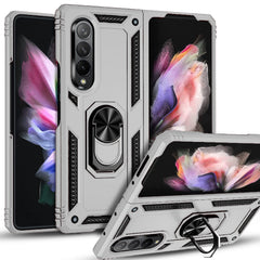 For Samsung Galaxy Z Fold 3 Case, Shockproof Metal Ring Holder Kickstand Cover