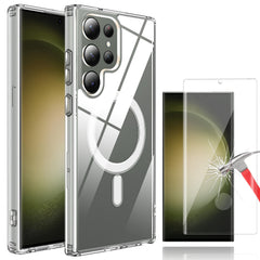 For Samsung Galaxy S23 Ultra/+ Clear Case Mag Safe Magnetic Cover/Tempered Glass