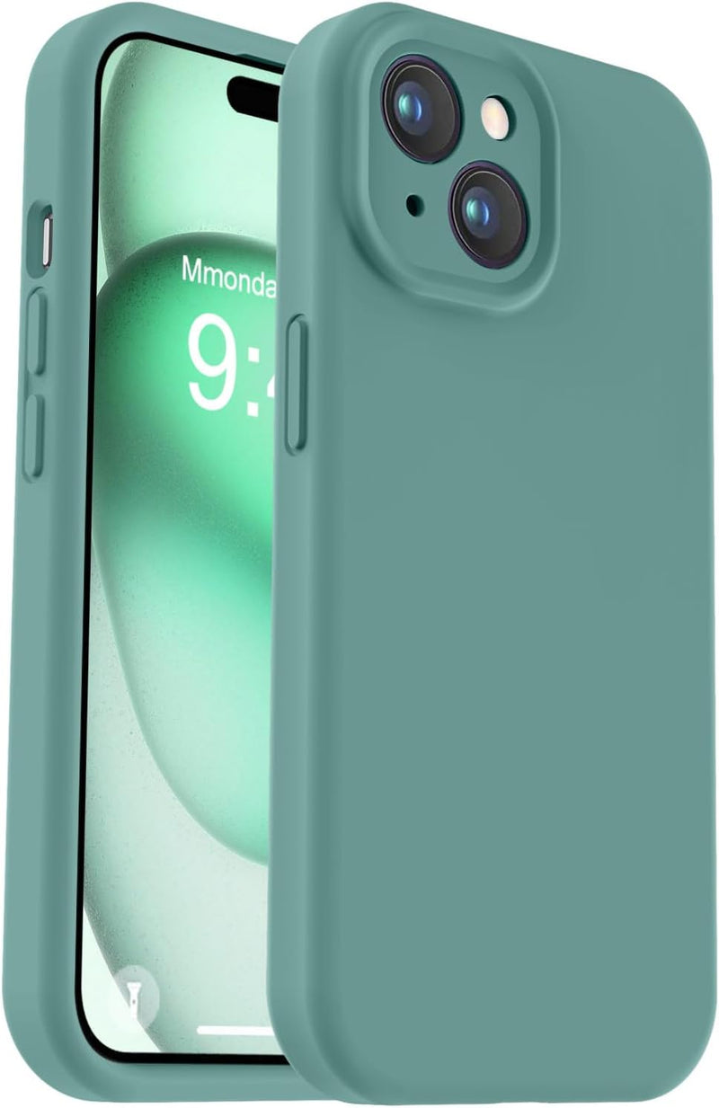 Vooii Compatible with Iphone 15 Case, Upgrade Defender Liquid Silicone, [Full Covered Camera] [Soft Microfiber Lining] Shockproof Phone Case for Iphone 15 6.1 Inch - Matcha