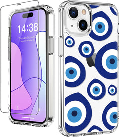 LUHOURI for Iphone 15 plus Case with Screen Protector - Crystal Clear Cover with Fashionable Designs for Women and Girls - Slim Fit Protective Phone Case 6.7",Little Ghosts