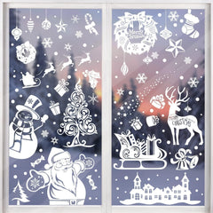  Sheet Christmas Snowflake Window Cling Stickers for Glass, Xmas Decals Decorations Holiday Snowflake Santa Claus Reindeer Decals for Party