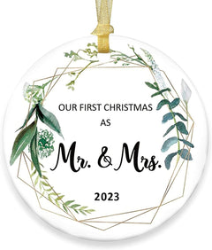 First Christmas in Our New Home 2023 Christmas Ornaments Christmas Tree Decorations Two-Side Printed Christmas Ceramic Ornament a Year Remember Ornaments Gifts Ideas for Christmas Tree Decor