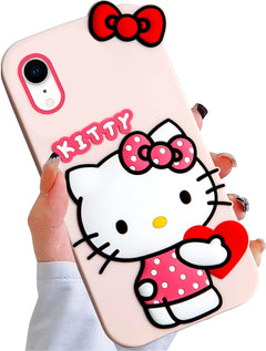 Ealievor Compatible with Iphone 15 Pro Max Case, Cartoon Cute Funny Kawaii Cat Kitty Phone Case 3D Character Soft Silicone Cover Case for Kids Girls and Womens