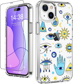 LUHOURI for Iphone 15 plus Case with Screen Protector - Crystal Clear Cover with Fashionable Designs for Women and Girls - Slim Fit Protective Phone Case 6.7",Little Ghosts
