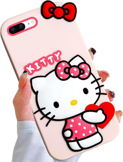 Ealievor Compatible with Iphone 15 Pro Max Case, Cartoon Cute Funny Kawaii Cat Kitty Phone Case 3D Character Soft Silicone Cover Case for Kids Girls and Womens