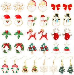 Christmas Stud Earrings Set Christmas Earrings for Women Christmas Tree Snowflake Candy Snowman Penguin Stud Earrings Christmas Gift