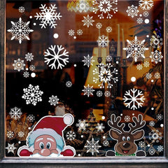  Sheet Christmas Snowflake Window Cling Stickers for Glass, Xmas Decals Decorations Holiday Snowflake Santa Claus Reindeer Decals for Party