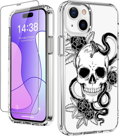 LUHOURI for Iphone 15 Case with Screen Protector - Crystal Clear Cover Fashionable Designs Women and Girls Slim Fit Protective Phone 6.1/'',Little Ghosts, Lu-I15-6.1/''-Clear-L42