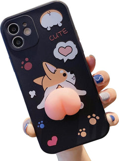 BONICI Men Women Creative Funny Novelty Waving 3D Big Pink Butt Animals Soft TPU Silicone Rubber Phone Case, Pressure Stress Releasing Cover for Iphone 15 Pro Max, Full Body Protection -Pig Butt