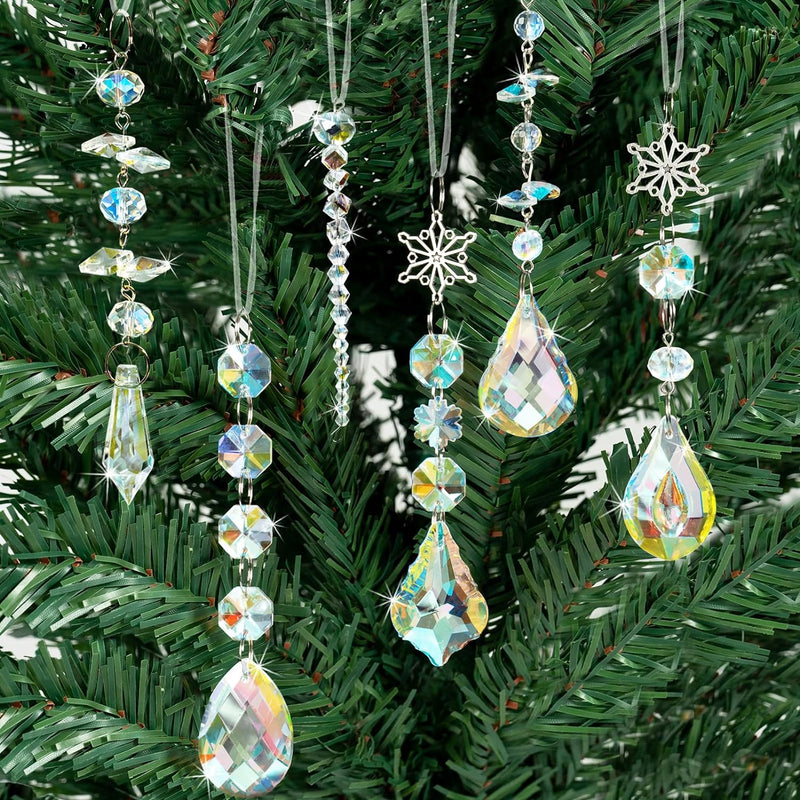  Crystal Christmas Balls Ornaments for Tree Decorations - Iridescent Christmas Prism Mini Glass Ball Tree Decorations for Christmas Tree Wedding Party Decor Supplies