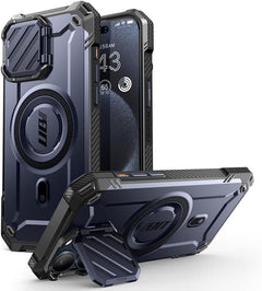 SUPCASE Ubmag XT for Iphone 15 Pro Max Case 6.7" with Camera Cover, [Compatible with Magsafe] Heavy Duty Rugged Case with Built-In Kickstand (Mountain)