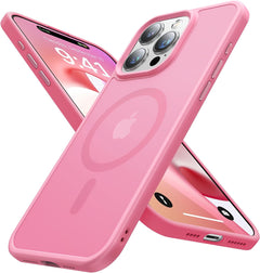 Aulofe Strong Magnetic for Iphone 15 Pro Max Case, [Compatible with Magsafe] [Military-Grade Drop Tested] Shockproof Protective Slim Translucent Matte Iphone Case for Iphone 15 Pro Max, Hot Pink
