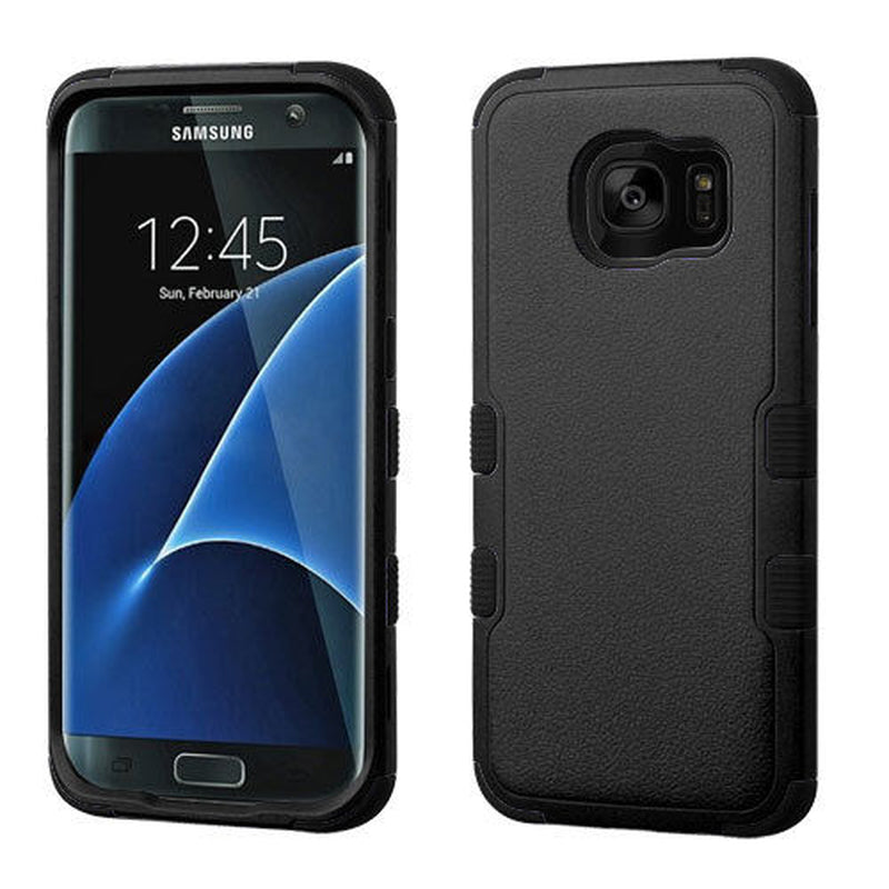 For Samsung Galaxy S7 Edge - BLACK Hybrid Armor Dual Impact Phone Case Cover