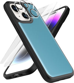LEGFES Iphone 15 Case Military Grade with Tempered Glass Screen Protector - Military Grade Protection - Heavy Duty Double - Layer Protective Case Aqua